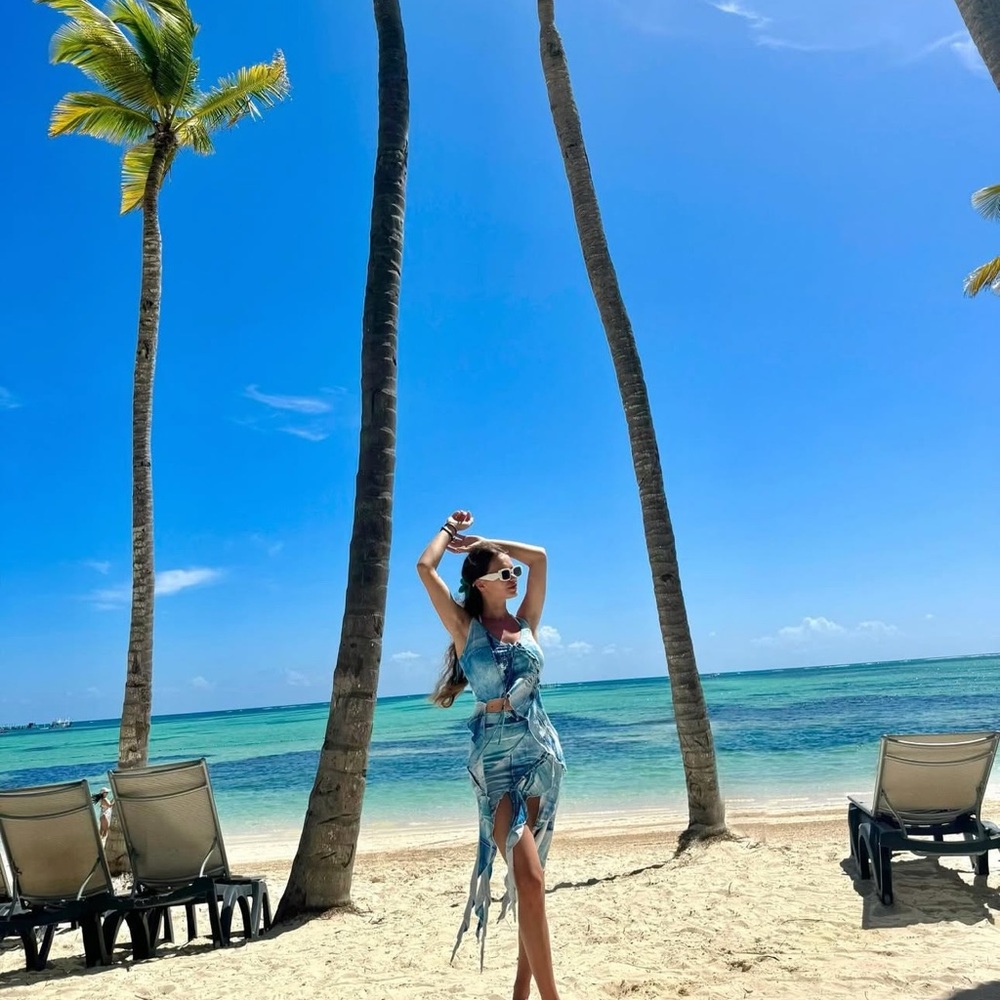 Fashion Nova Blue Tie-Dye Skirt and Top
